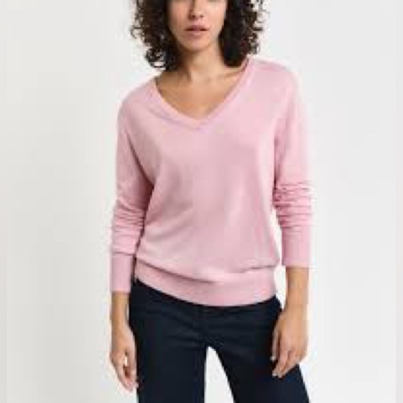 Gant Sweaters - GANT 100% Cashmere V Neck Medium Sweater Pink luxury brand coastal preppy